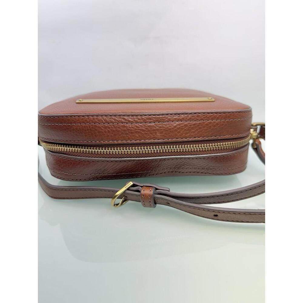 Fossil Liza Crossbody Bag Brown Pebbled Leather Camera Bag Brass Hardware Nwot - Picture 6 of 9